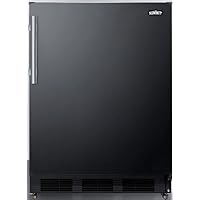 Summit Appliance FF7LBLKMBL Commercial 5.5 cu.ft. All-refrigerator in Black with Stainless Steel Work Surface, Front Lock, Automatic Defrost, Adjustable Thermostat and Pre-installed 1