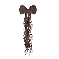 Bow Hair Clip with Wavy Hair, Wig Bow Clip Hairpiece Hair Styling Clip Barrette Hair Accessories for Women Girls Ladies (03 brown)