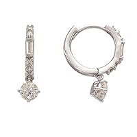 14K White Gold Plated 1.00 Ct Round Drop Huggies Earrings Hoop Lab Created Diamond For Women & Girl By Elegantbalaji