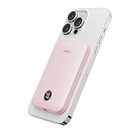 iWALK Magnetic Slim Portable Charger,5000mAh 18W Wireless Power Bank Battery Pack with LED Display and Comfortable Grip Only Compatible with iPhone 15/15 Pro/15 Pro Max/14/13/12 Series,Pink