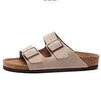 Men's and women's cork soled sandals, new sanded leather double-breasted flip-flops (Gray, Adult, Women, 13, Numeric, US Footwear Size System, Medium)