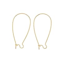 Adabele 100pcs Hypoallergenic Earring Hooks Kidney Earwire Connector 25mm Long Gold Plated Brass for Earrings Jewelry Making CF184-25