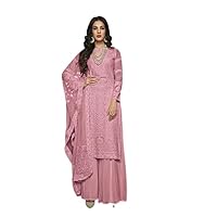 Palazzo Kurta Ready to Wear Indian Pakistani Wedding Wear Designer Palazzo Straight Salwar Suit for Womens Pink - X-Small