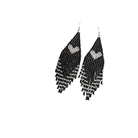 Handmade beaded native american style glass seed bead earrings gifts for women/teens White, Black