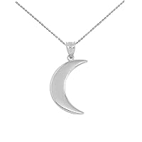 WHITE GOLD CRESCENT MOON PENDANT NECKLACE - Gold Purity:: 10K, Pendant/Necklace Option: Pendant Only