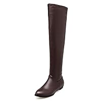 Women Soft Breathable PU Leather Boots pull-on zip above-the-knee flat Heel winter boot