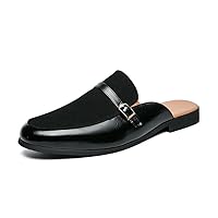Men's Slippers Slip-On Loafers Leather Formal Wear Casual Buckle Straps Open Back Sandals