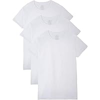 Fruit of the Loom Mens T-Shirts 3-Pack Breathable Cotton Undershirts Tall Man White, Large Tall