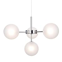 Simple Mid-Century Sputnik Frosted Glass Globe Chandelier-Modern Kitchen Island Ceiling Pendant Light Fixture with 4 LED G4 Lights Bulbs-Bedroom Study Hanging Lighting Lighting Device