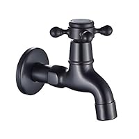 Wall Mount Single Cross Handle One Hole Bathroom Faucet Lavatory Cold Water Only Washing Machine Balcony Mop Sink Taps,Oil Rubbed Bronze
