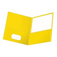 Oxford Twin-Pocket Folders, Textured Paper, Letter Size, Yellow, Holds 100 Sheets, Box of 25 (57509EE)