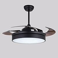 VcJta LED Ceiling Fan Light with Retractable Blades and Chandelier - Remote Control - 42-inch - Modern Home Decor - Energy Efficient