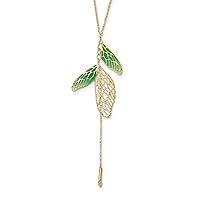 14k Gold Polished Green Enamel Butterfly Angel Wings Wing Y drop Necklace 18 Inch Measures 12.5mm Wide Jewelry for Women