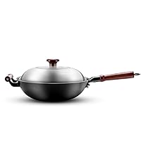 CHCDP Stainless-Steel Electric WokNon-Stick Wok with Lid Advanced Hard-Anodized Nonstick Covered Wok (Size : 34)