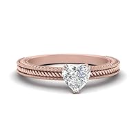 Choose Your Gemstone Simple Rope Etched Solitaire Ring Rose Gold Plated Heart Shape Solitaire Engagement Rings Matching Jewelry Wedding Jewelry Easy to Wear Gifts US Size 4 to 12