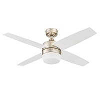 Prominence Home Atlas, 44 Inch Modern Indoor LED Ceiling Fan with Light and Remote Control, Dual Mounting Options, Dual Finish Blades, Reversible Motor - 51470-01 (Champagne)