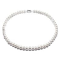 JYX Natural White Freshwater Cultured Pearl Necklace 18 inches