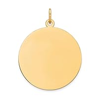 Solid 14k Yellow Gold Round Disc Customize Personalize Engravable Charm Pendant Jewelry Gifts For Women or Men (Length 1.09