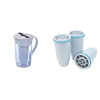 ZeroWater 10-Cup Water Filter Pitcher + 3 Replacement Filters | Improved Water Taste and Purity