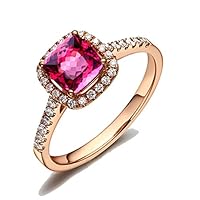 1.50 Carat Cushion cut Ruby and Diamond Engagement Ring Rose Gold