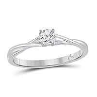 The Diamond Deal 14kt White Gold Round Diamond Solitaire Bridal Wedding Engagement Ring 1/4 Cttw