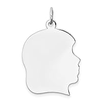 Solid 925 Sterling Silver Girl Disc Polish on Front Back Customize Personalize Engravable Charm Pendant Jewelry Gifts For Women or Men (Length 1.21