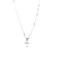 Sterling Silver Tiny Cross Charm Box Chain Nickel Free Necklace Italy