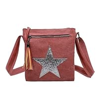 Fontanella Fashion Women Double Compartments Shiny Glitter Star Canvas Small Shoulder Messenger Handbag Crossbody Bag