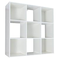 Amazon Basics Storage Cube Shelf Organizer, 9 Cubes, White, 11.7