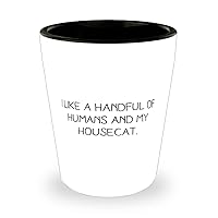 Nice House Cat, I Like a Handful of Humans and My Housecat, House Cat Shot Glass From Friends
