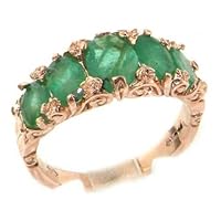 14k Rose Gold Real Genuine Emerald Womens Band Ring