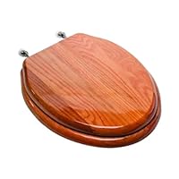 PlumbTech 5B3E3-17CH Elongated Toilet Seat in Traditional Design, Red Oak with Natural Finish