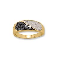 14k Gold Plated 925 Sterling Silver Split Black And White Natural Diamond Chip Ring Band Tapers From 7.8 Jewelry for Women - Ring Size Options: 6 7 8 9