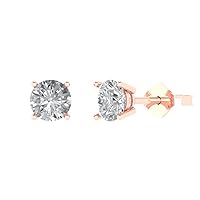 1.50 ct Brilliant Round Cut Solitaire Fine Moissanite Pair of Stud Everyday Earrings 18K Pink Rose Gold Butterfly Push Back