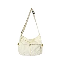 2023 ガールハンドバッグキャンバスティーンエイジャーショルダーバッグ十代の女性のメッセンジャーバッグレディースカジュアルバッグティーンハンドバッグクロスボディ財布 (Color : White)