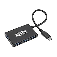 Tripp Lite Gen 1 USB-C Hub, Portable USB-C to USB-A Splitter for Charging and Data Transfer, Thunderbolt 3, 5 Gbps, 1.5 A, Aluminum (U460-004-4A-Al)