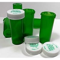 Plastic Prescription Green Vials/Bottles 600 Pack w/Caps Smallest 6 Dram Size-Pharmaceutical Grade-The Ones We Sell to Pharmacies, Physicians, Hospitals, Labs
