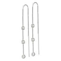 925 Sterling Silver 3 Set Cubic Zirconia CZ Threader Earrings