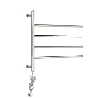 Towel Warmers for Bathroom Wall Mounted, Polished Stainless Steel Hardwired and Plug 4 Bars Timer Towel Heater Rail Energy Saving Home Energy Efficient 51W 23.424.8in,Silver,Hardwi