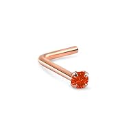 Rose Gold Plated 925 Sterling Silver Nose Stud Straight Lbend Nostril Screw Bone Ring 1mm, 1.5mm, 2mm, 2.5mm or 3mm Prong CZ 22G