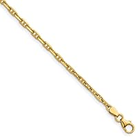 14k Gold 2.7mm Nautical Ship Mariner Anchor Chain Necklace 24 Inch Jewelry for Women