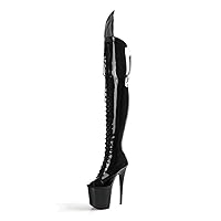 Exotic 20cm Strip Pole Dance 8Inch Black Over The Knee Boots Catwalk Open Toe 8Inch Nightclub High Heels Gothic Shoes Gladiator