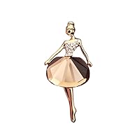 Creative Crystal Ballet Girl Brooches Pins Christmas Wedding for Women Girl New Released Fashion Design, M, Plastic, no gemstone