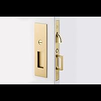 Emtek Pocket Door Mortise - Narrow Modern Rectangular Privacy Function (Satin Brass)