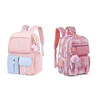 KEBEIXUAN Girls Backpack for School, Multi-Pockets Kids Book Bags Large Capacity School Bag for Girls Age 6 8 10 12