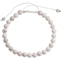 Natural White Howlite Round Smooth Beads 8 mm Adjustable Bracelet TB-29 For Girls,Man,Woman,Friend,Gift,Boys,FriendshipBand