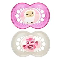 MAM Original Baby Pacifier, Nipple Shape Helps Promote Healthy Oral Development, Sterilizer Case, Animal/Girl, 16+ (Pack of 2)