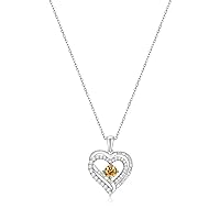 Forever Love Heart Pendant Necklaces for Women 925 Sterling Silver with Birthstone Swarovski Crystal, Birthday,Anniversary,Party,Jewelry Gift for Mom Women Girls(Nov.-Silver)
