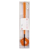 Japanese Wooden Chopsticks and Chopstick Rest set in Gift Box, Mikan-Orange [ Made in Japan /Handcrafted ]