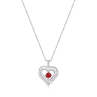 Forever Love Heart Pendant Necklaces for Women 925 Sterling Silver with Birthstone Swarovski Crystal, Birthday,Anniversary,Party,Jewelry Gift for Mom Women Girls(July-Silver)
